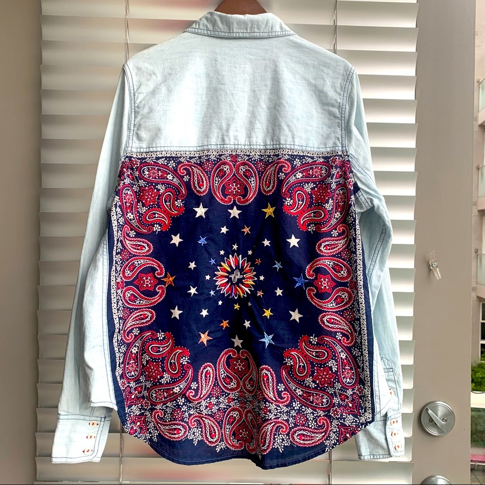 Free People Bandana Bandit Chambray Button Down
